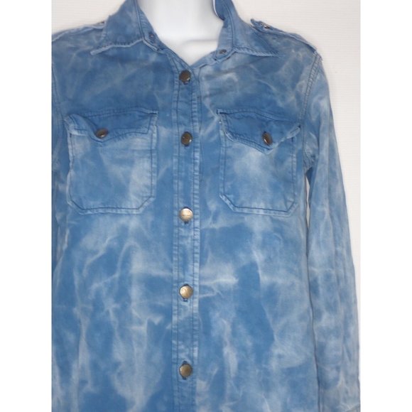 Current/Elliott The Perfect Shirt Blue Exposed Cotton Denim‎ Women's SZ 1 SM - Picture 2 of 5